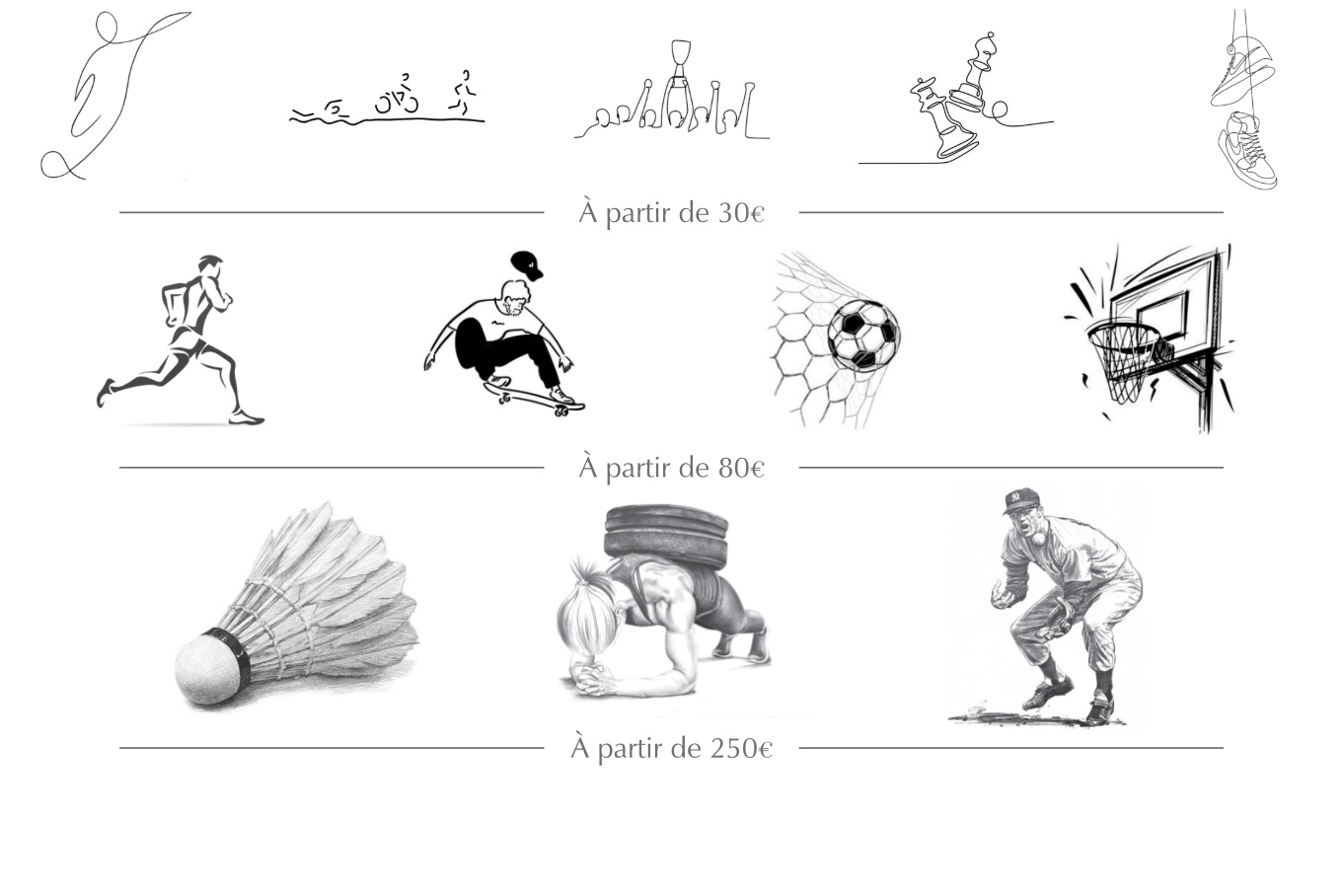 Motifs sport, gravure personnalisée avec choix du thème