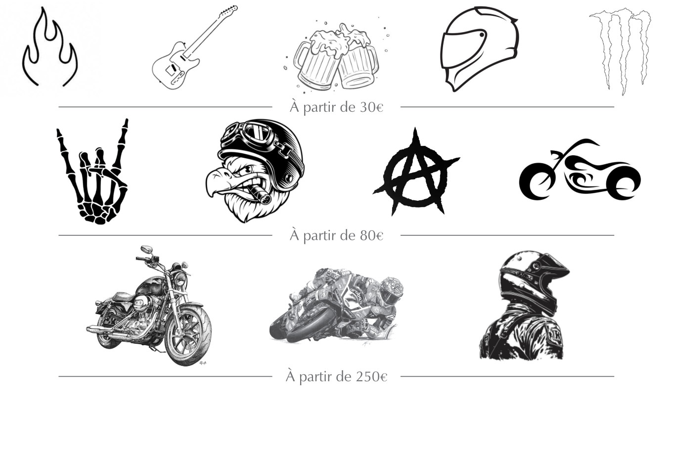 Motifs motard, gravure sur mesure, design personnalisé