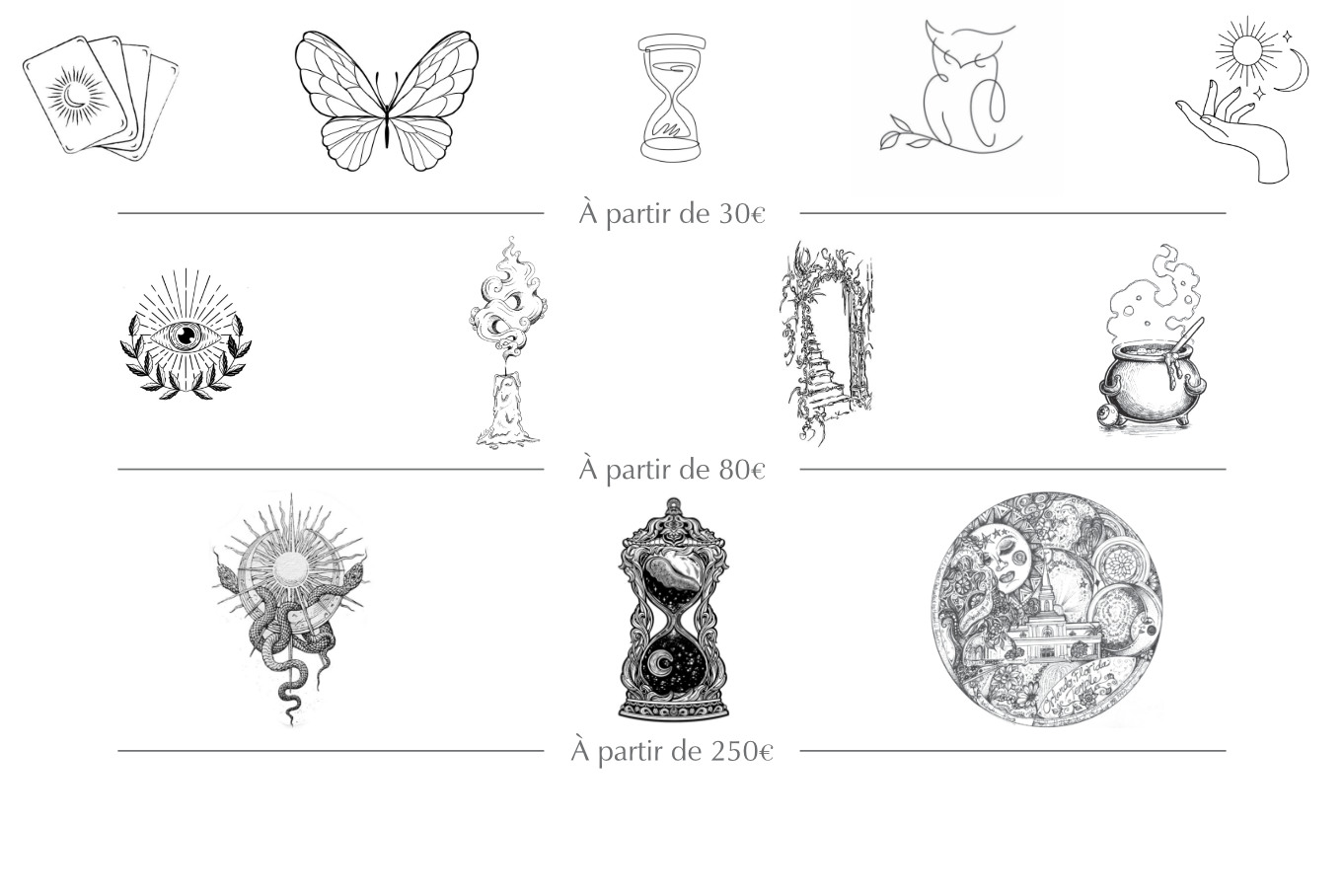 Motifs ésotériques, gravure personnalisée au choix