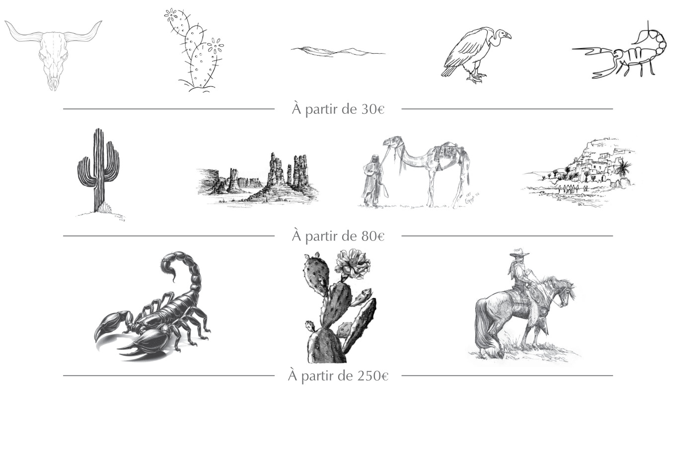 Motif du désert, gravure sur mesure avec choix du dessin