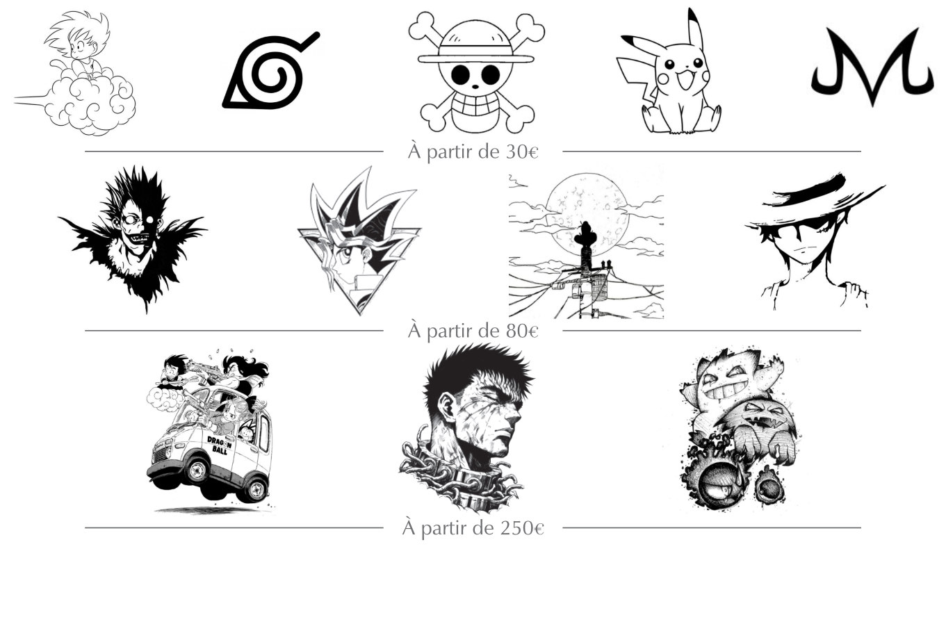 Motifs otaku, gravure sur mesure, personnalisation complète