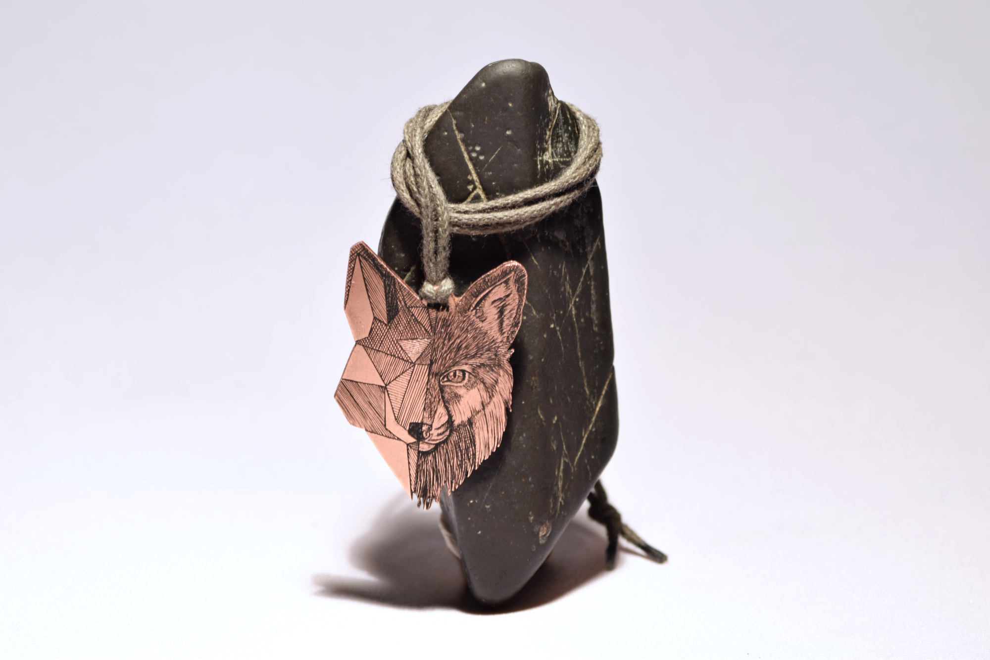 Médaille en cuivre personnalisée : gravure d'un renard demi-réaliste en taille douce